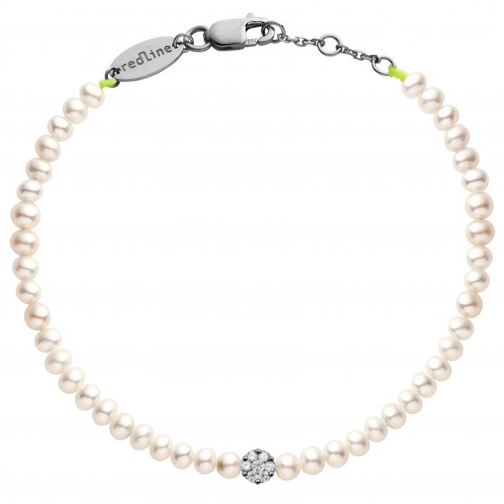 Bracelet en perle M avec diamant 0.05 ct or noir - Redline - 0++