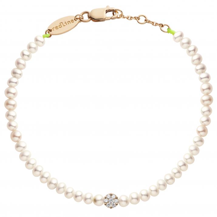Bracelet en perle M avec diamant 0.05 ct or rose - Redline - 0++