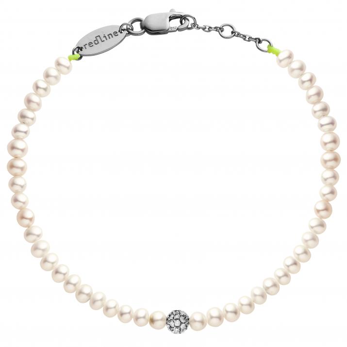 Bracelet en perle M boule pavé diamant or noir - Redline - 0++