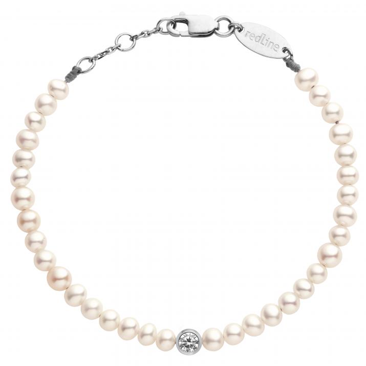 Bracelet en perle L avec diamant 0.1 ct or blanc - Redline - 0++