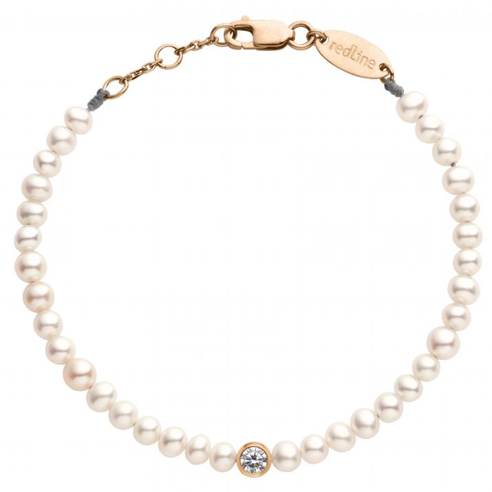 Bracelet en perle L avec diamant 0.1 ct or rose - Redline - 0++
