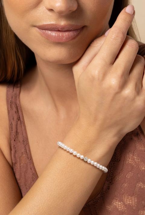 Bracelet en perle L avec diamant 0.05 ct or jaune - Redline - 0++