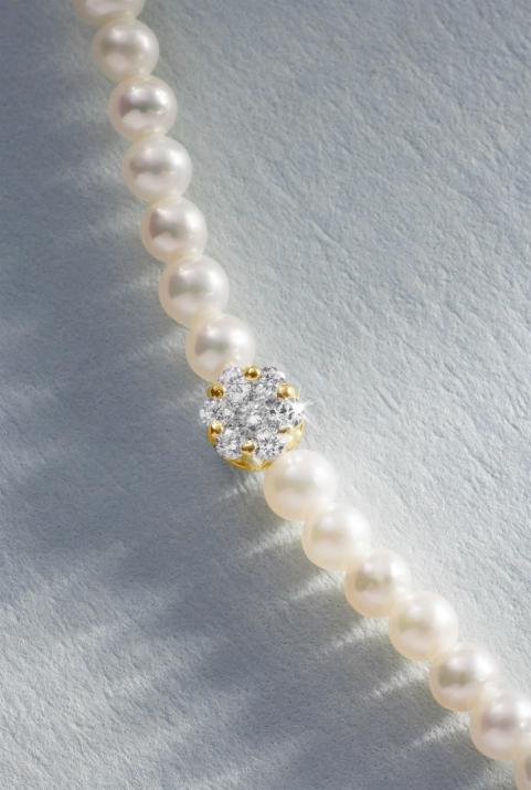 Bracelet en perle L avec diamant 0.05 ct or jaune - Redline - 0++
