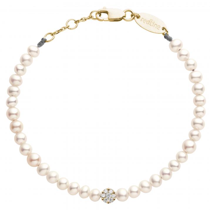 Bracelet en perle L avec diamant 0.05 ct or jaune - Redline - 0++