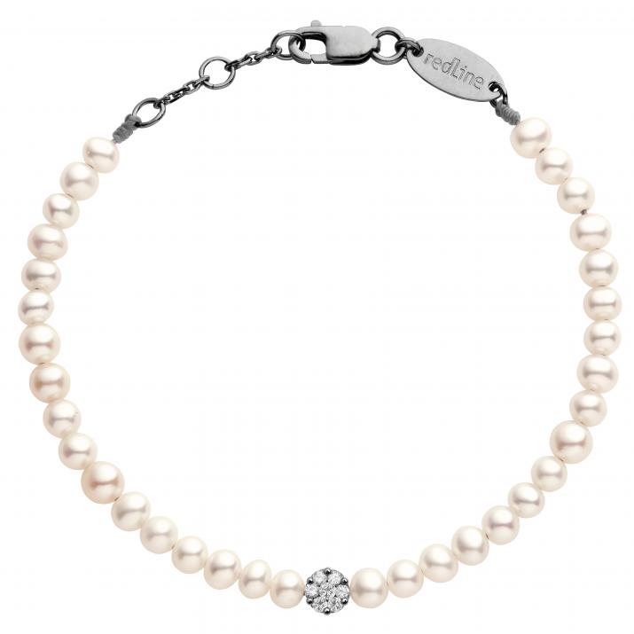 Bracelet en perle L avec diamant 0.05 ct or noir - Redline - 0++