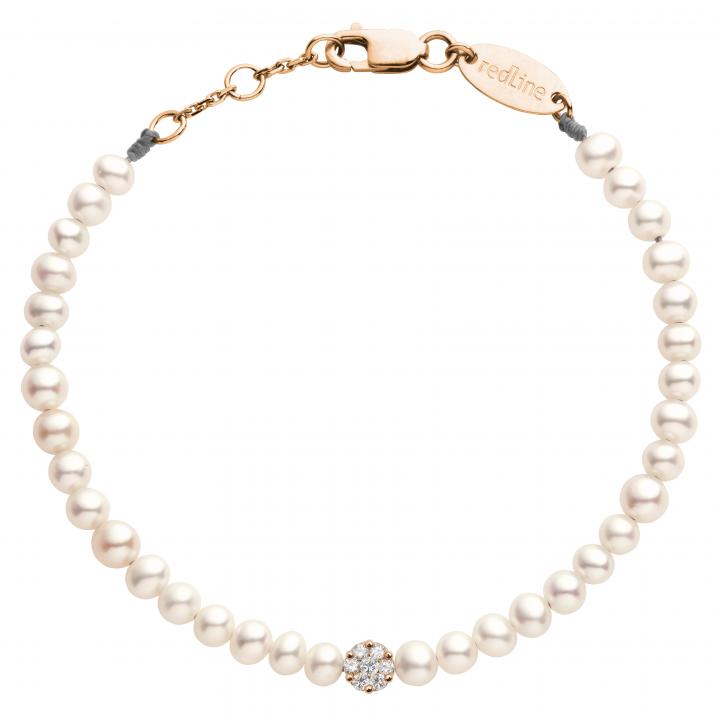 Bracelet en perle L avec diamant 0.05 ct or rose - Redline - 0++
