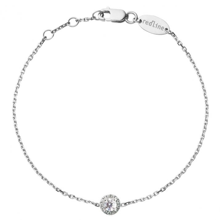 Bracelet chaîne en or blanc 18K, diamant halo 0,35 ct - Redline