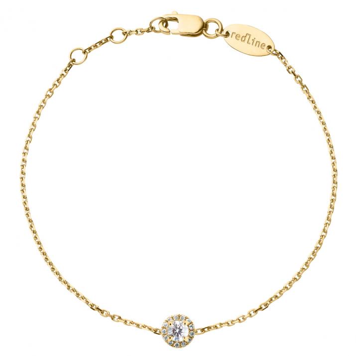Bracelet chaîne en or jaune 18K, diamant halo 0,35 ct - Redline