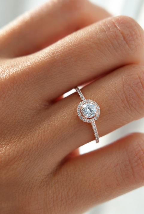 Bague jonc avec diamant en serti griffe or rose - Redline - 0++