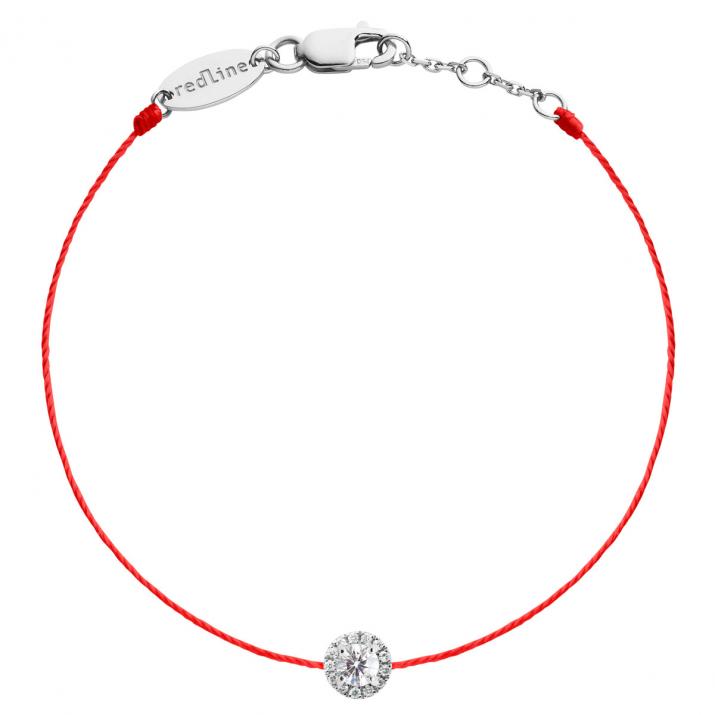 Bracelet tout fil en or blanc 18K, diamant halo 0,35 ct - Redline