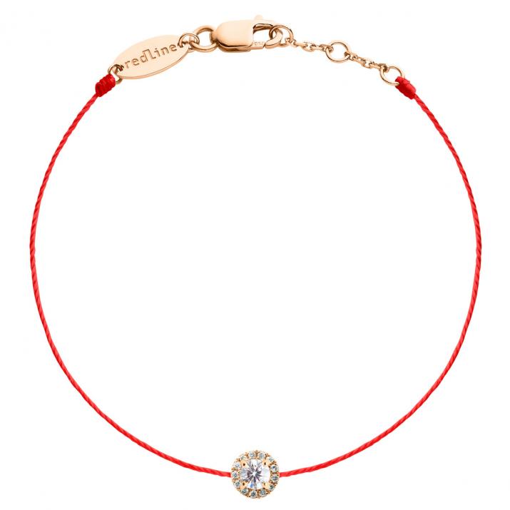 Bracelet tout fil en or rose 18K, diamant halo 0,35 ct - Redline