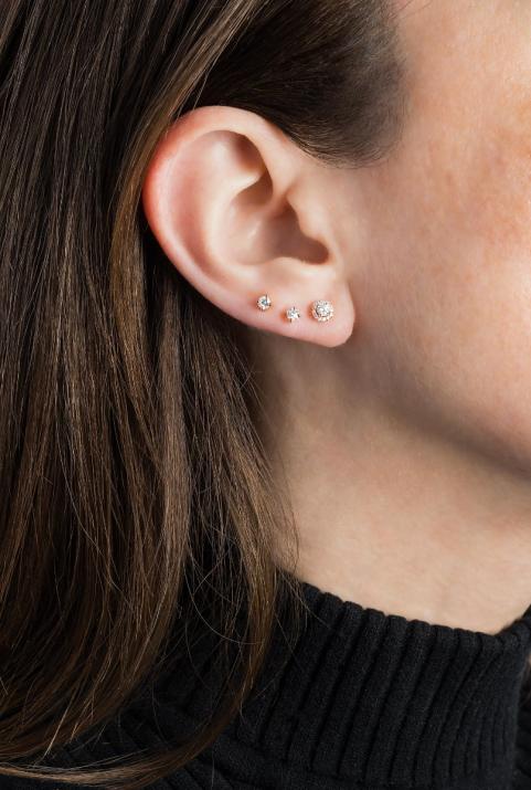 Boucles d'oreilles avec diamant 0.29 carat en serti griffe or rose - Redline - 0++