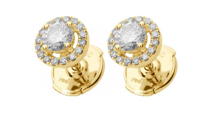 Boucles d'oreilles avec diamant 0.29 carat en serti griffe or jaune - Redline - 0++