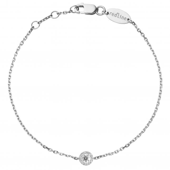 Bracelet chaîne avec diamant 0.19 carat en serti griffe or blanc - Redline