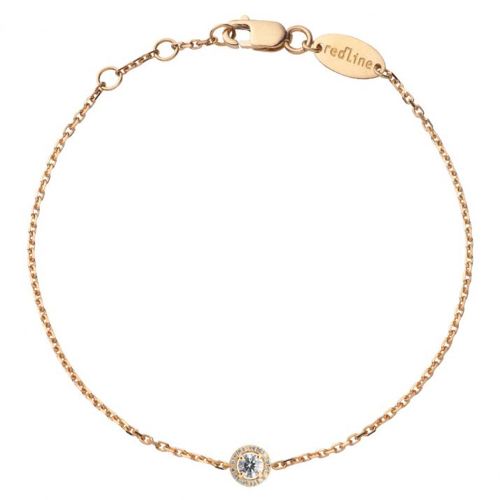 Bracelet chaîne avec diamant 0.19 carat en serti griffe or rose - Redline