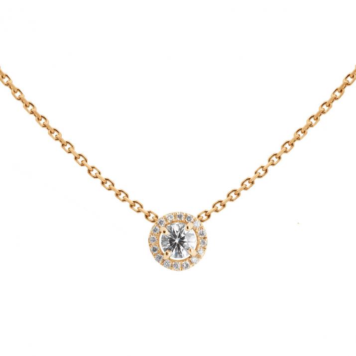 Collier chaîne avec diamant 0.19 carat en serti griffe or rose - Redline