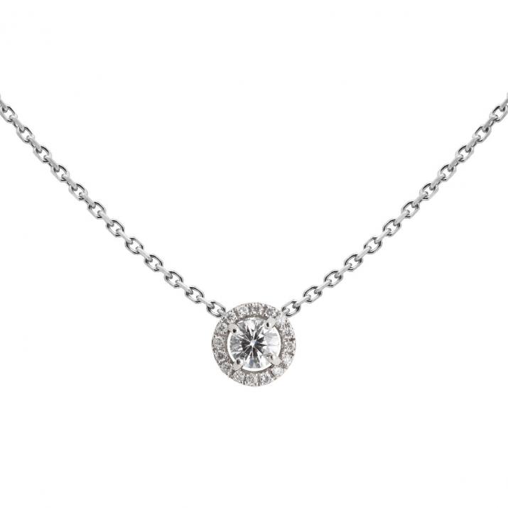 Collier chaîne avec diamant 0.19 carat en serti griffe or blanc - Redline