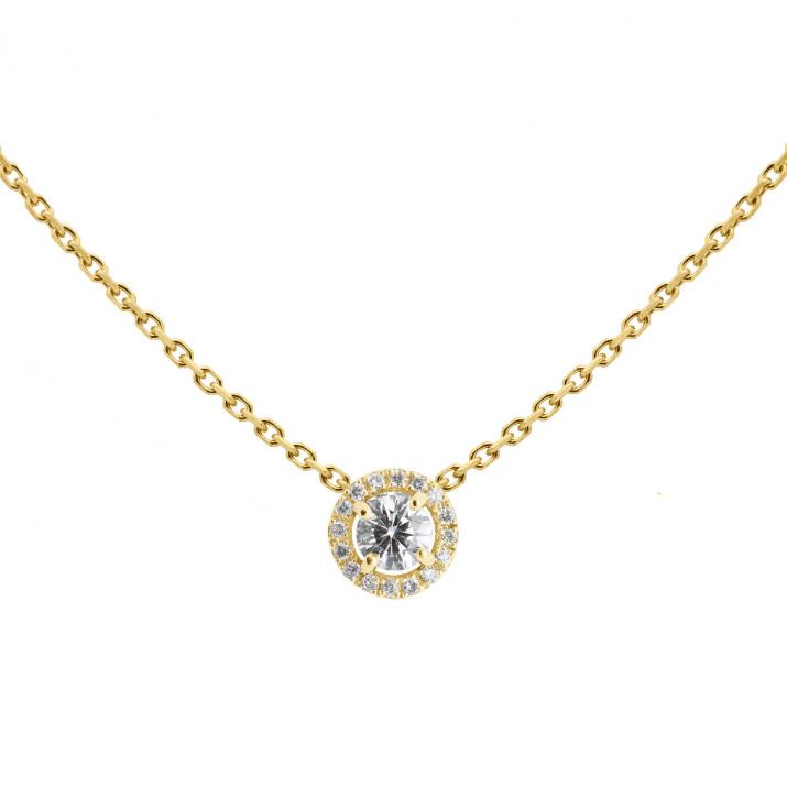 Collier chaîne avec diamant 0.19 carat en serti griffe or jaune - Redline