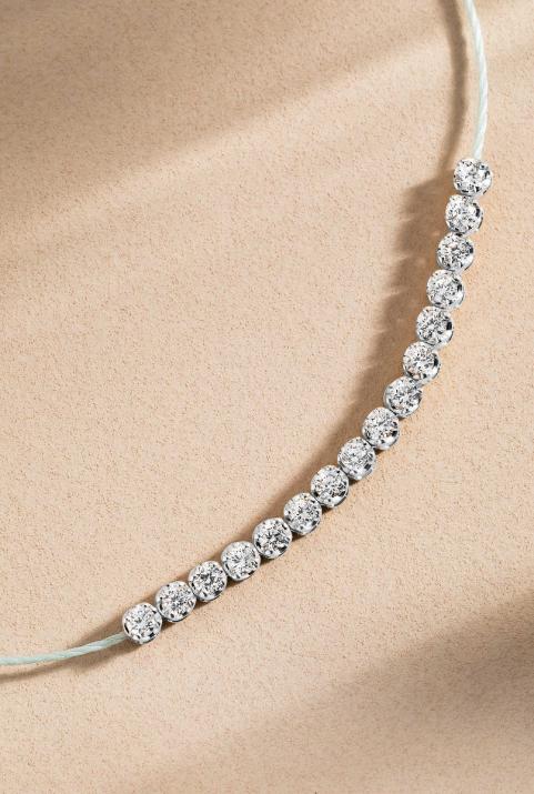 Bracelet fil avec diamant 0.29 carat en serti griffe or blanc - Redline - 0++