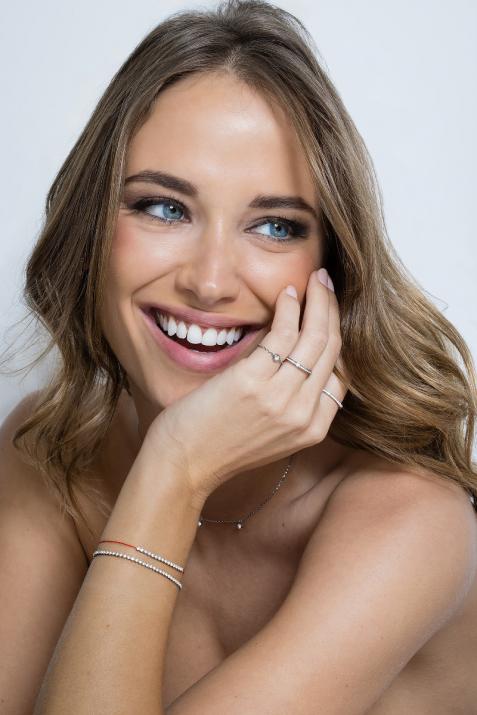 Bracelet fil avec diamant 0.29 carat en serti griffe or noir - Redline - 0++