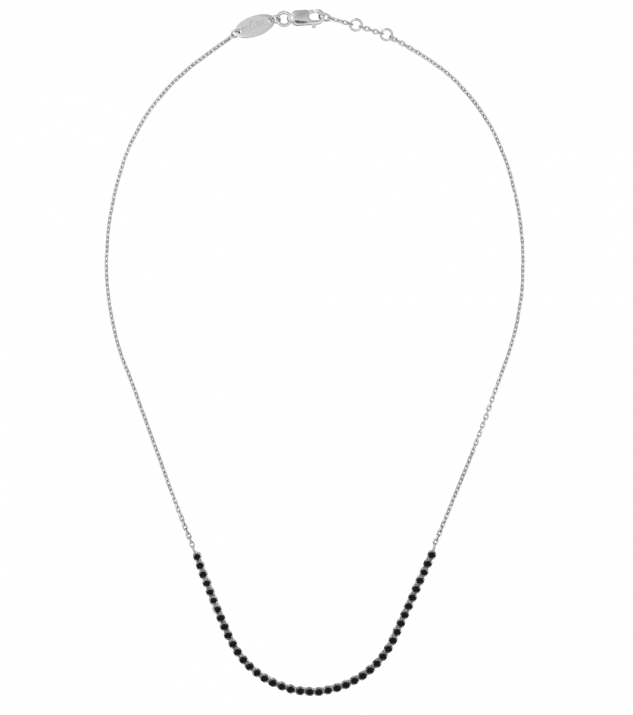 Collier chaîne avec diamants noirs 0.80 carat en serti griffe or blanc - Redline
