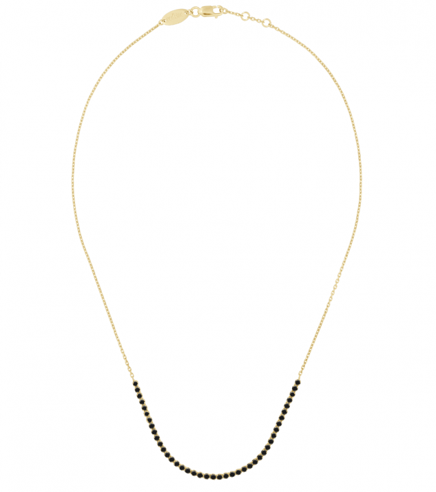 Collier chaîne avec diamants noirs 0.80 carat en serti griffe or jaune - Redline