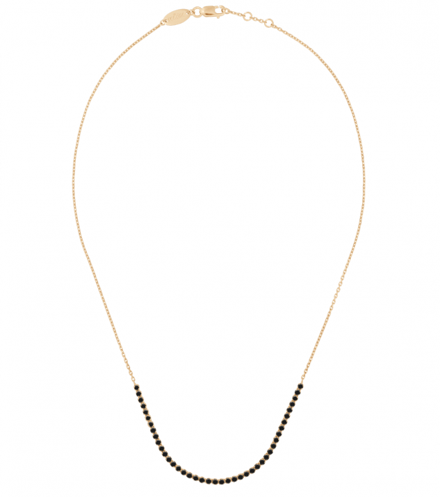 Collier chaîne avec diamants noirs 0.80 carat en serti griffe or rose - Redline