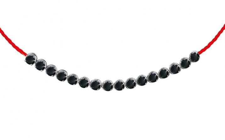 Bracelet fil avec diamants noirs 0.3 carat en serti griffe or blanc - Redline - 0++