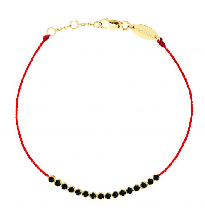 Bracelet fil avec diamants noirs 0.3 carat en serti griffe or jaune - Redline
