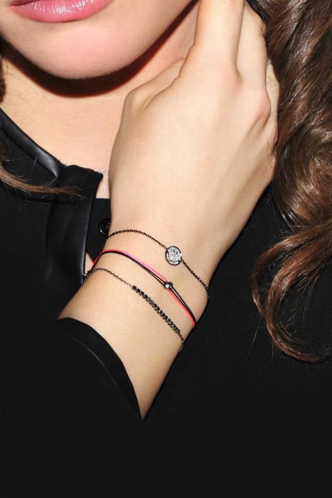 Bracelet chaîne avec diamants noir 0.3 carat en serti griffe or rose - Redline - 0++