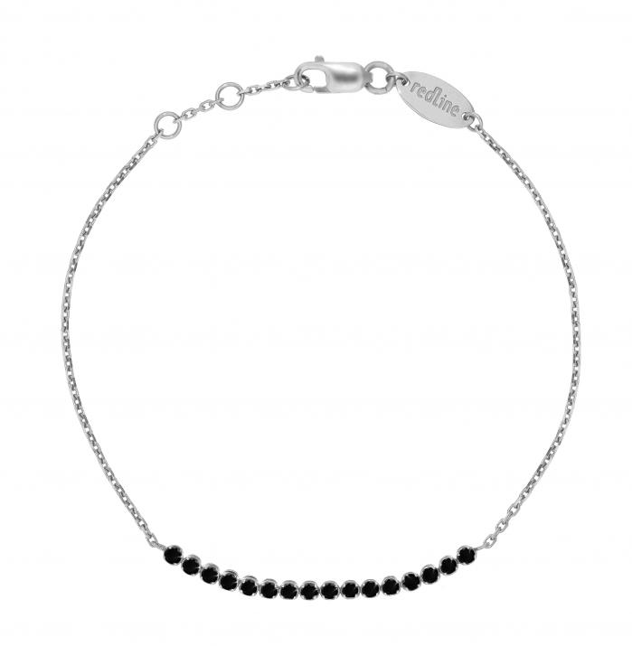 Bracelet chaîne avec diamants noir 0.3 carat en serti griffe or blanc - Redline - 0++
