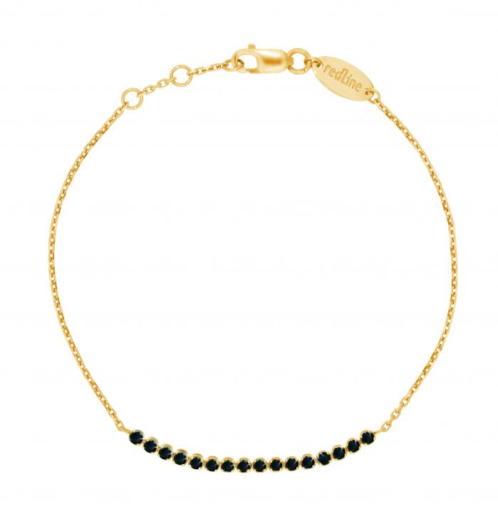 Bracelet chaîne avec diamants noir 0.3 carat en serti griffe or jaune - Redline - 0++