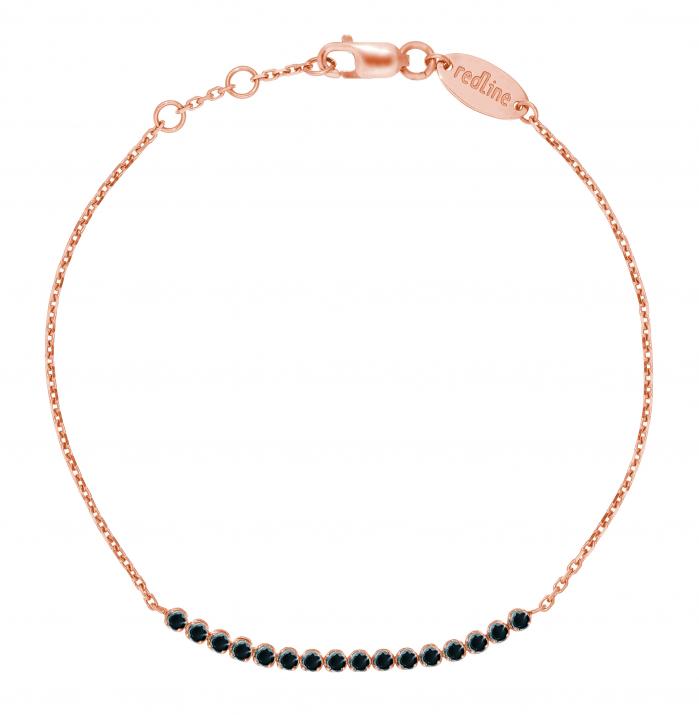 Bracelet chaîne avec diamants noir 0.3 carat en serti griffe or rose - Redline - 0++