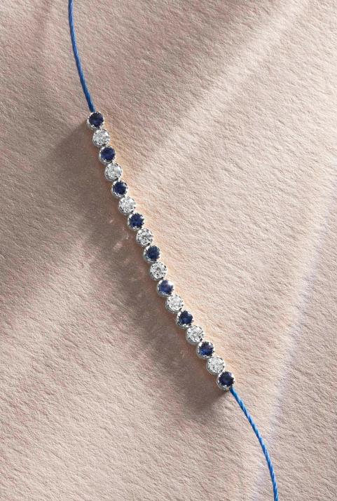Bracelet fil saphirs et diamants en serti griffe or blanc - Redline - 0++