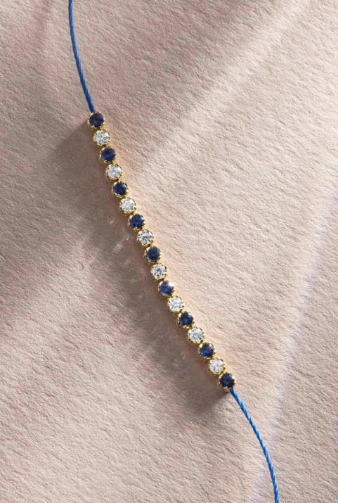 Bracelet fil saphirs et diamants en serti griffe or jaune - Redline - 0++