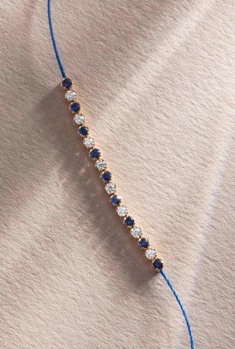 Bracelet fil saphirs et diamants en serti griffe or rose - Redline - 0++