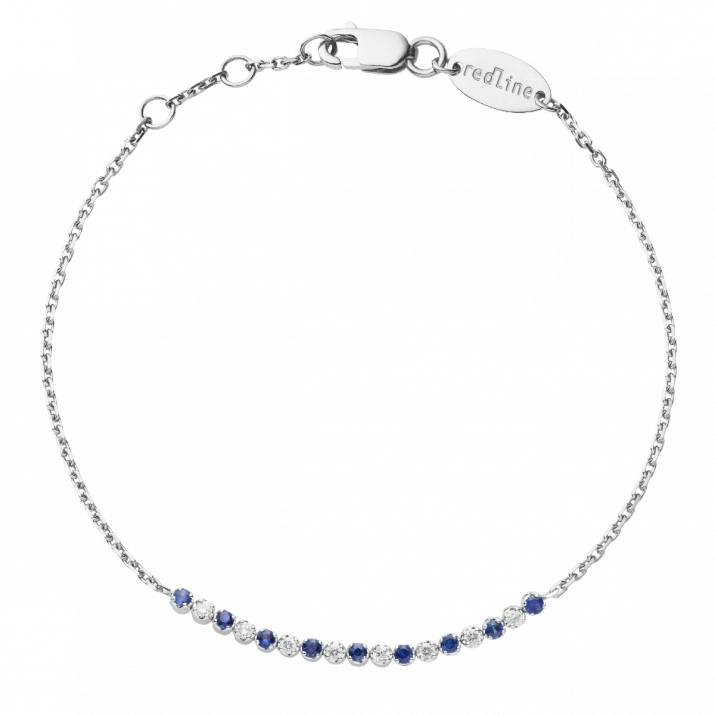 Bracelet chaîne rubis et diamants serti griffe or blanc - Redline - 0++