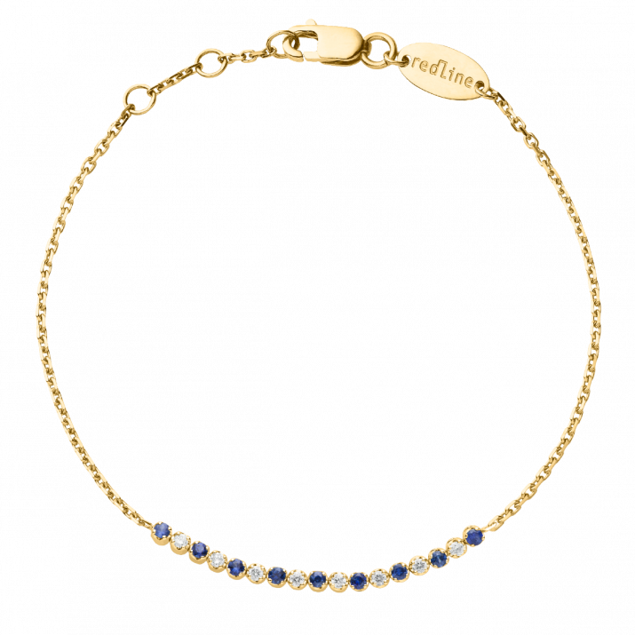 Bracelet chaîne rubis et diamants serti griffe or jaune - Redline - 0++