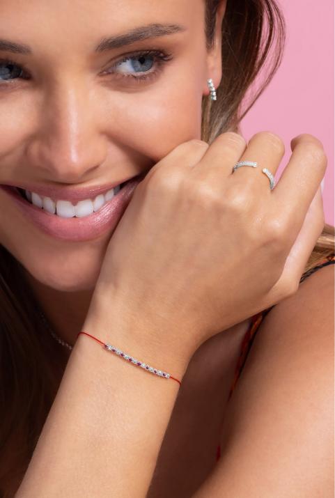 Bracelet fil rubis et diamants serti griffe or blanc - Redline - 0++