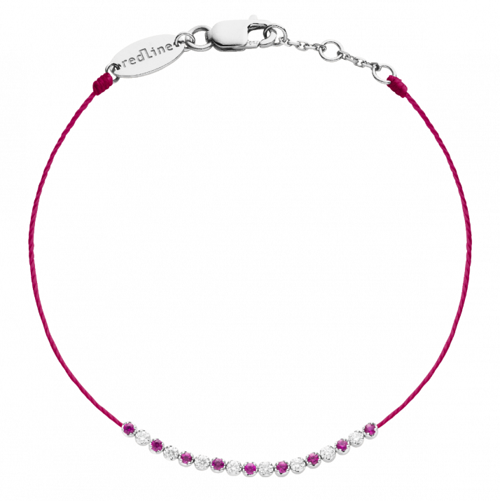 Bracelet fil rubis et diamants serti griffe or blanc - Redline - 0++