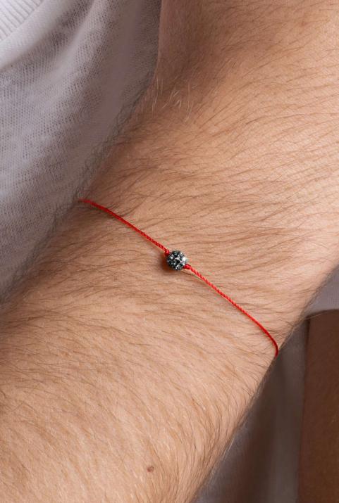 Bracelet fil avec diamant noir 0.19 carat en serti griffe en or noir - Redline - 0++