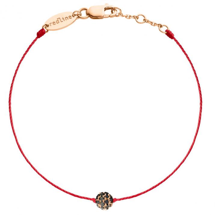 Bracelet fil homme en or rose 18K avec boule sertie de diamants noirs 0,21 carat - Redline - 0++