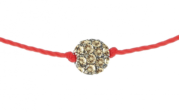 String Bracelet Pompon Brown Diamond Black Gold RedLine Jewelry - Redline - 0++