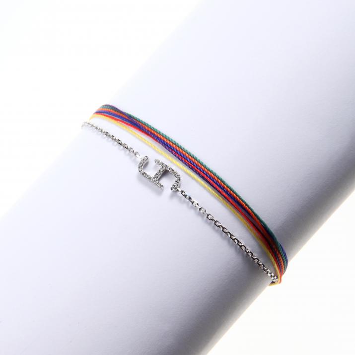 Bracelet Chaîne Femme avec 0.50ct Diamant Rond en Or Blanc Pavé - Redline - 0++