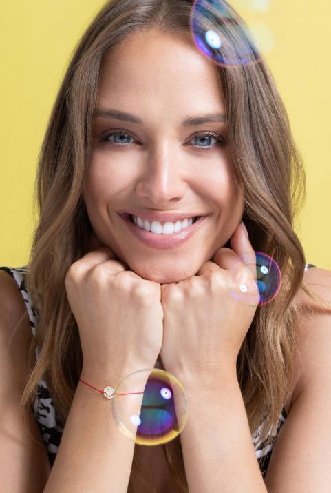 Bracelet fil smiley or jaune pavé diamants - Redline - 0++