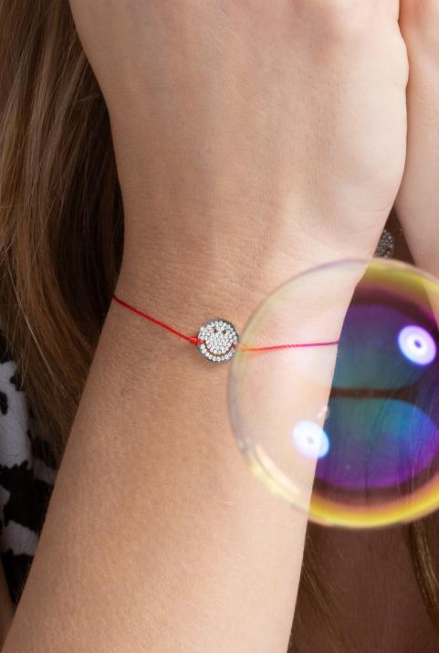 Bracelet fil smiley or noir pavé diamants - Redline - 0++