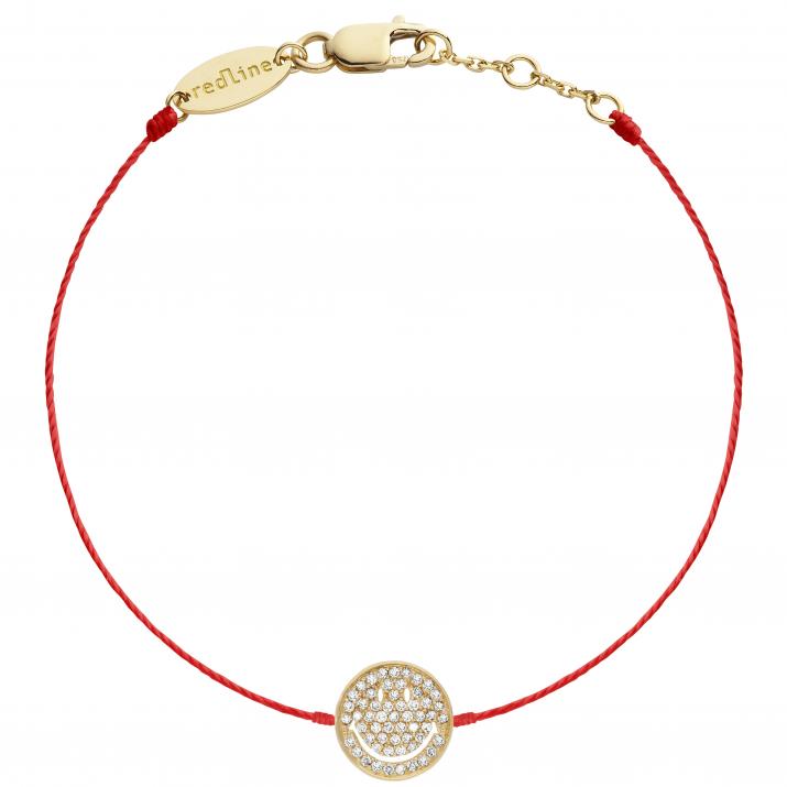 Bracelet fil smiley or jaune pavé diamants - Redline - 0++