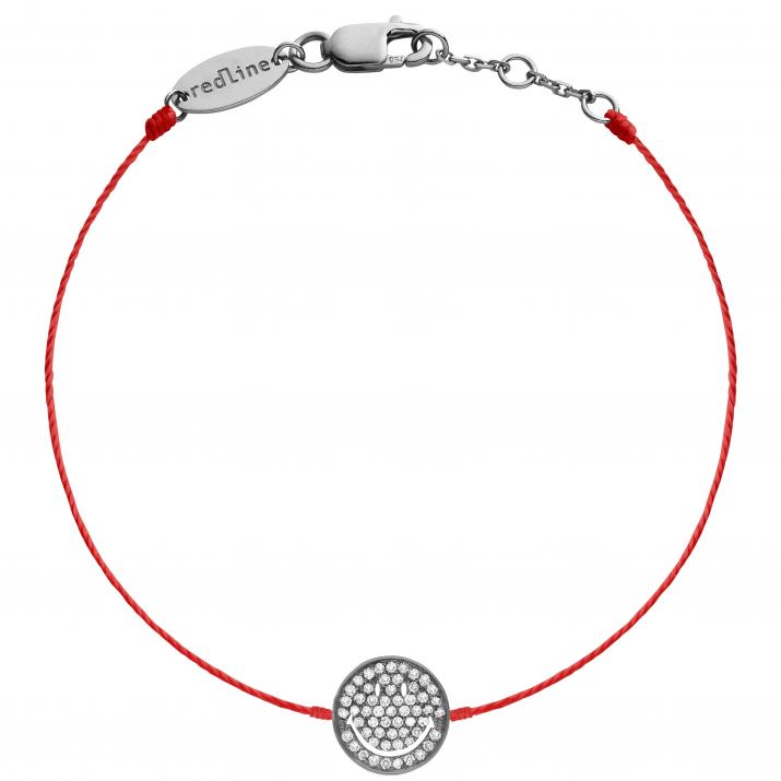 Bracelet fil smiley or noir pavé diamants - Redline - 0++