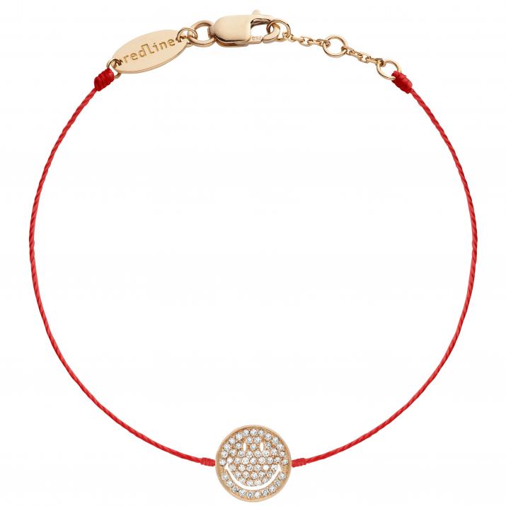 Bracelet fil smiley or rose pavé diamants - Redline - 0++