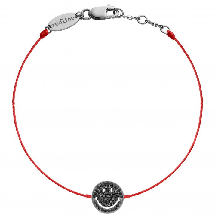 Bracelet fil smiley or noir pavé diamants noirs - Redline - 0++